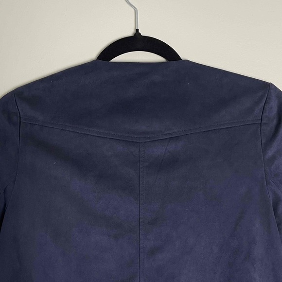 Vero Moda Women's Navy Open Faux Suede Southwestern Fringe Jacket Extra Small - Picture 8 of 11